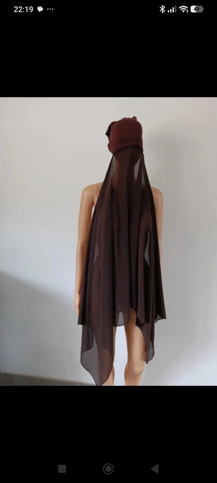 Hijab Khimar longo marrom chocolate 175 × 75 cm – Véu fluido e leve – photo 2